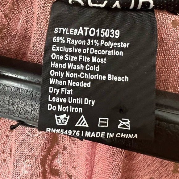 DAVID and YOUNG Womens Pink Embroidered Sheer Kimono Crystals Fringe OS Boho - Picture 5 of 7